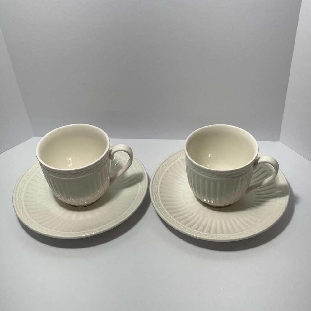 Mikasa Italian Countryside Elegant Cream Porcelain Cup and Saucer Set